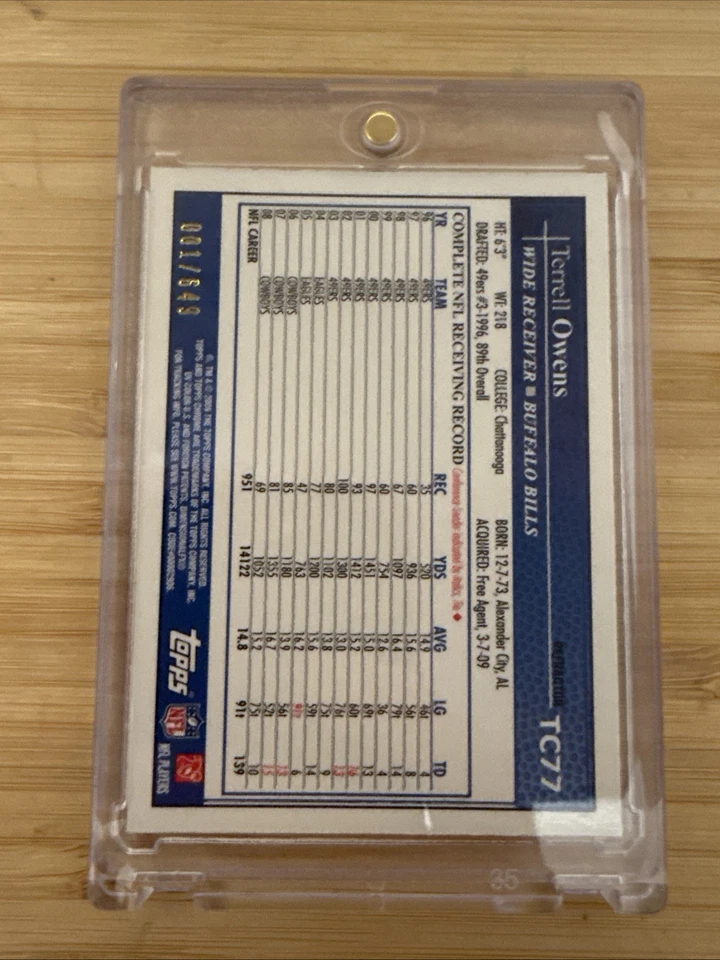 2009 Topps Chrome Terrell Owens #TC77 Copper Refractor 1/649 #1 On print - Image 2 of 3