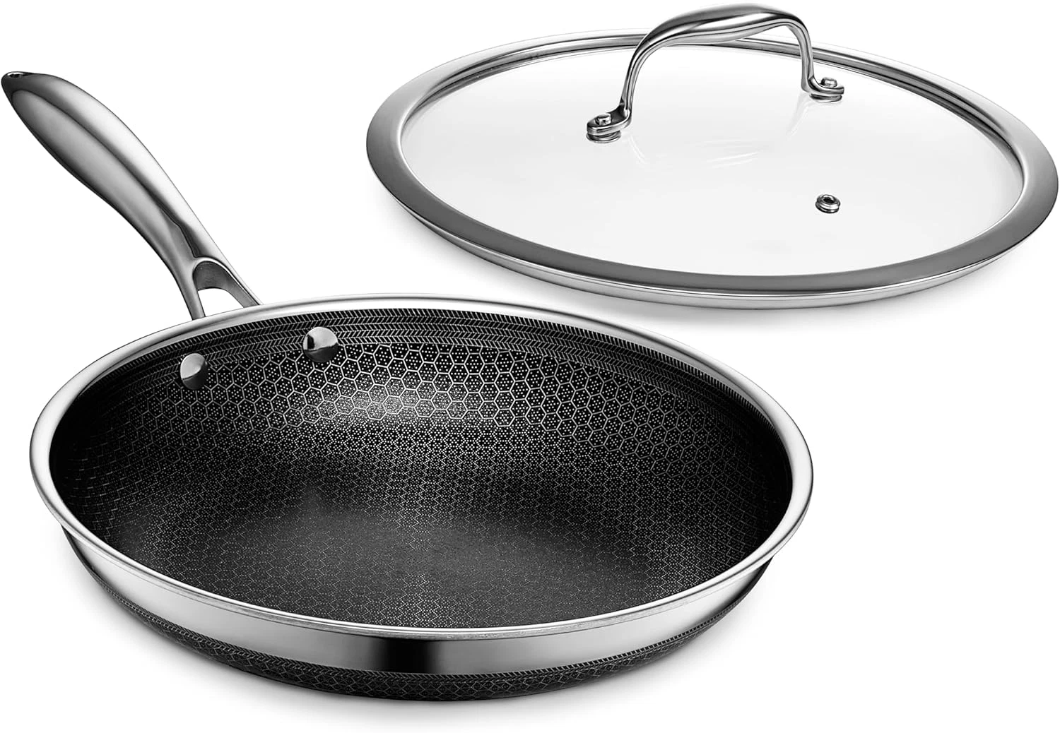 10-Inch Hybrid Nonstick Frying Pan with Lid, Oven-Safe & Induction Ready