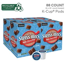 Swiss Miss Milk Chocolate Hot Cocoa Mix Keurig K-Cup Pods 88 Count Caffeine Free