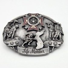 VFW Veteran Foreign Wars Army Marines Navy USAF Life Member Vintage Belt Buckle