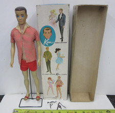 Vintage Barbie Brunette Ken 1961 Doll No. 750 vintage with Box, Clothes  Stand