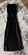 Zara Black Satin Midi Slip Dress, Size Small