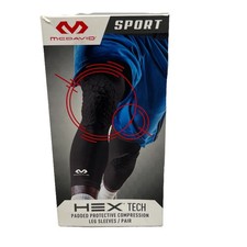 NIB McDavid Sport HEXTech Padded Protective Compression Leg Sleeve Sz S/M Black