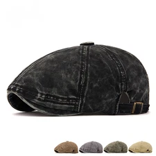 Men Cotton Duckbill Newsboy Flat Hat Gatsby Golf Driver Adjustable Peaked Cap