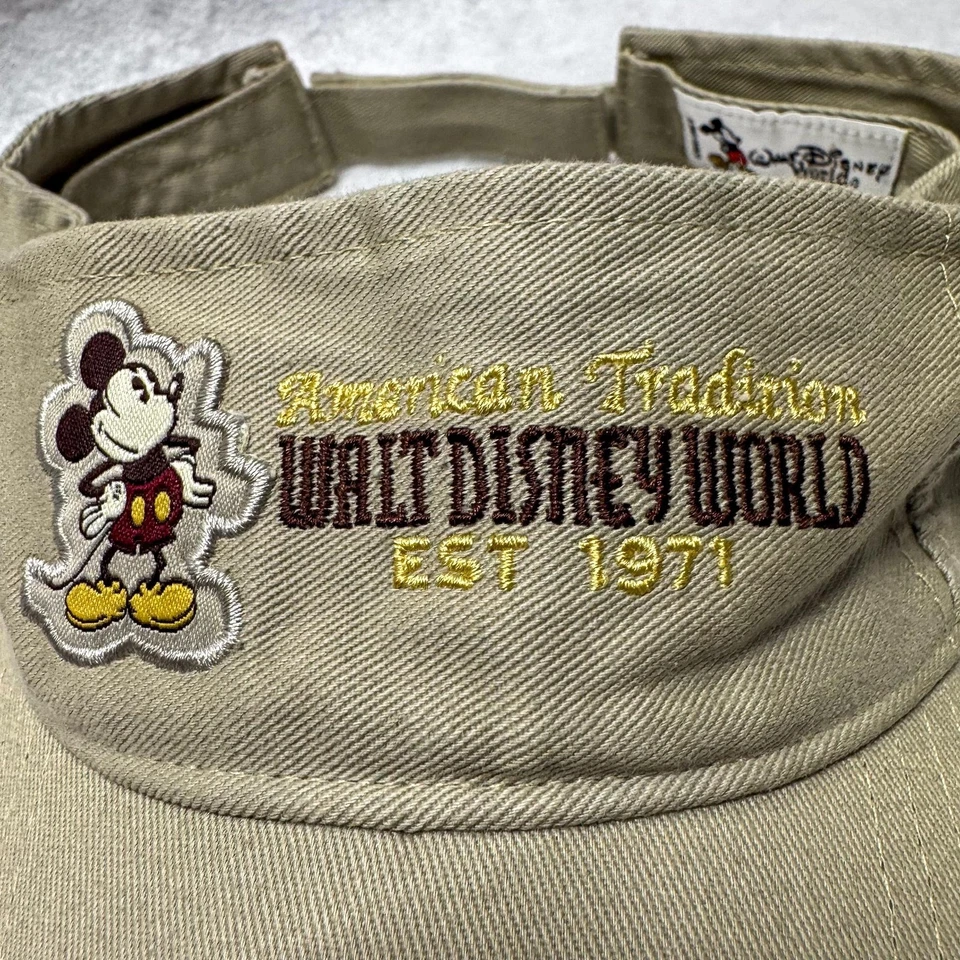 Шляпа Walt Disney World козырек ремень сзади хаки Микки Маус вышитая мужская для гольфа - Изображение 2 из 4