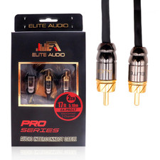 Pro Series 17Ft. 2-Channel Car Audio RCA Cable - Triple Shielded, Brass Connecto