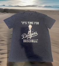 Rare Vin Scully “It’s Time For Dodgers Baseball  Shirt Adult Medium Gray MLB New