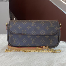 Louis Vuitton Ivy Monogram Chain Shoulder Bag Brown Women's Classic