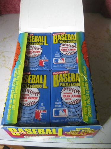 1986 DONRUSS BASEBALL PUZZLE & CARDS HANK AARON PUZZLE VENDING BOX 36 COUNT - Picture 2 of 4