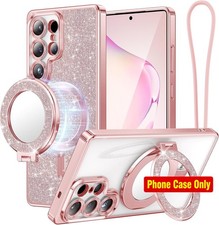 Magnetic Case for Samsung Galaxy S25 Ultra, Glitter Card Wrist Strap