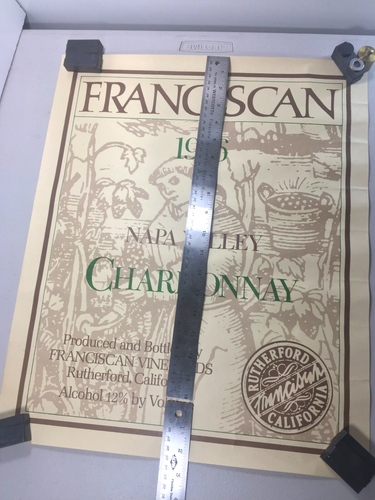 Vintage 1976 Napa Valley Franciscan Chardonnay Rutherford Wine Poster 21" x 17" - Picture 11 of 12