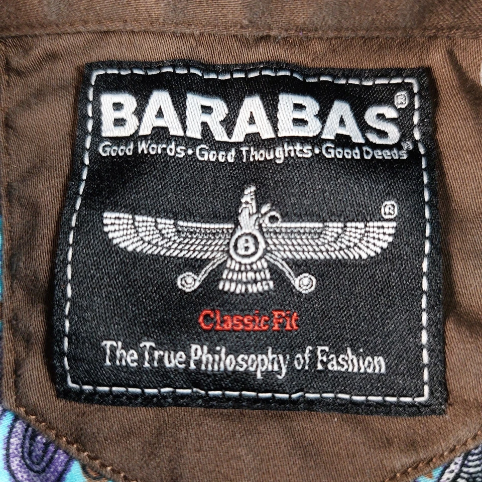 Barabas Paisley Shirt Mens 2XL Blue Brown Classic Fit Button Up Long Sleeve — 第 4/4 张图片