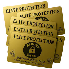 🏆 6 x Elite Protection Gold RFID/NFC Blocking Cards. Credit Debit Card blocking
