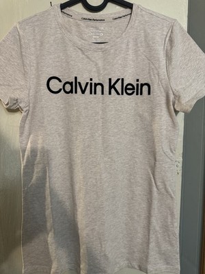 Calvin Klein Performance Women's Gray Logo Stretch Crew Neck Tee Shirt Size S