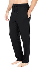 New Tommy Hilfiger Flag Logo Black Waffle Knit Thermal Lounge Pajama Pants XL