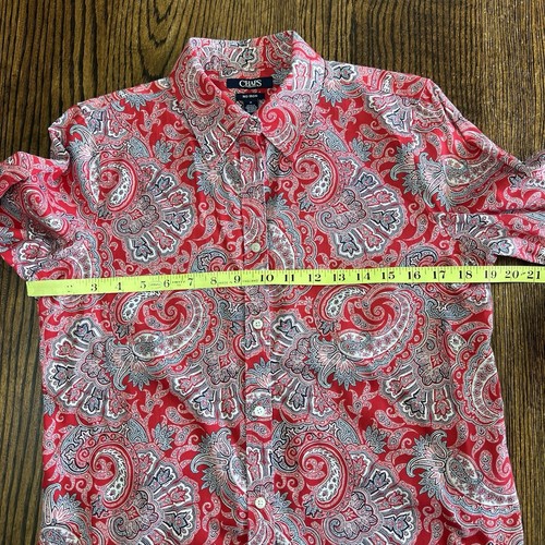 Chaps No Iron Button Up Langarm Rot Paisley Shirt Damen Medium Baumwolle - Bild 10 von 12