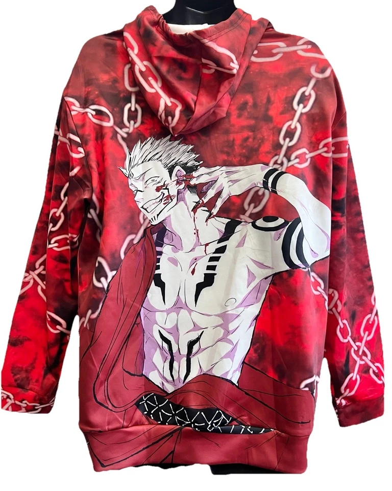 Коллекционная мужская одежда толстовка с капюшоном на шнурке в стиле аниме очень большой размер XL - Изображение 4 из 4
