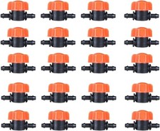 20pcs 1/4 Inch Barb Shut-Off Valve Universal Drip 20pcs, Red