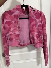 Pink BAPE Full Zip Cropped Hoodie