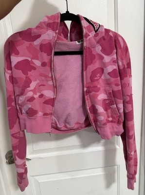 Pink BAPE Full Zip Cropped Hoodie