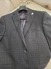 NEW  Sax Fifth Avenue Suit Coat Blazer Gray Wool  Check 40R Slight As Is Slim