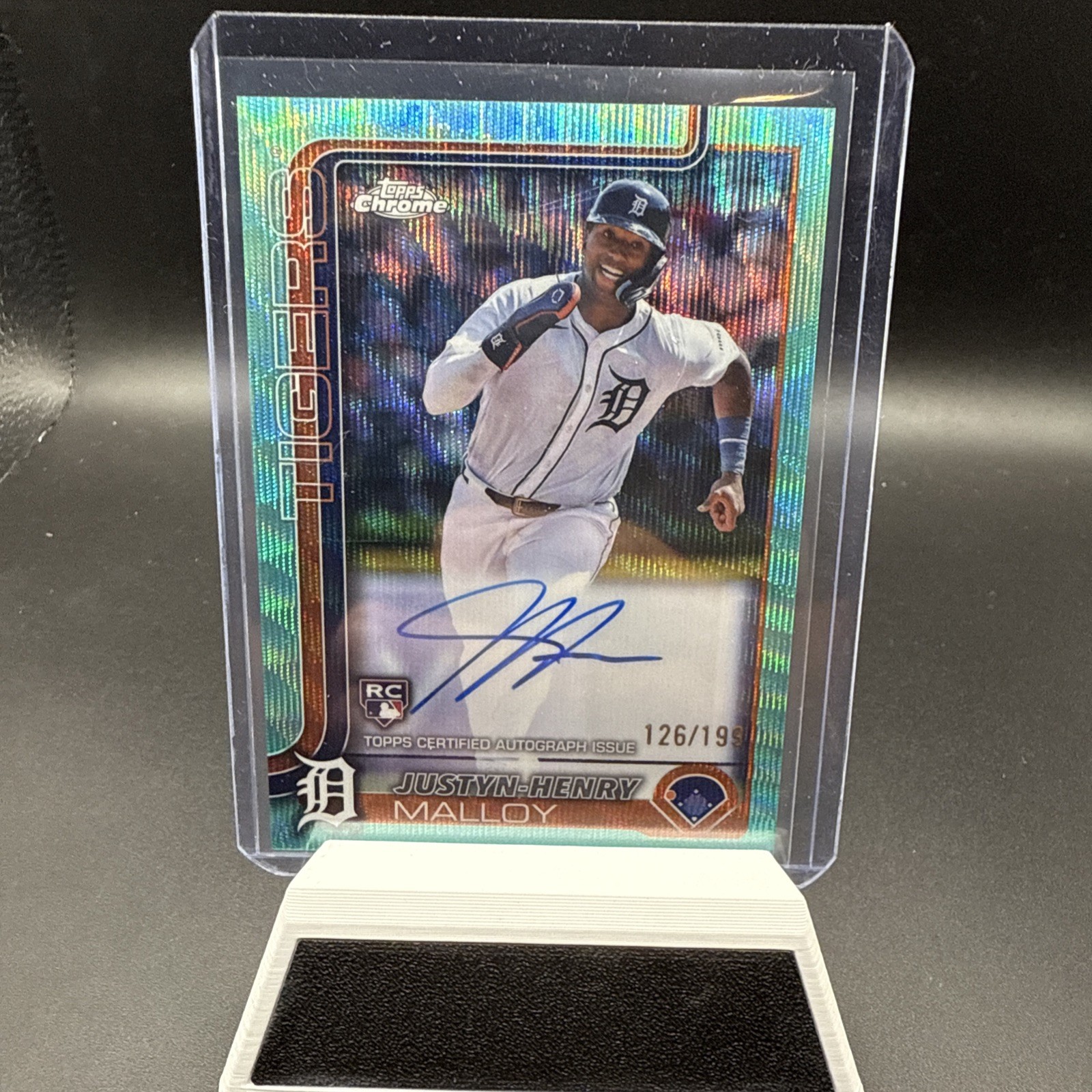 2025 Topps Chrome Justyn-Henry Malloy Rookie Auto Aqua Wave Refractor /199 RC