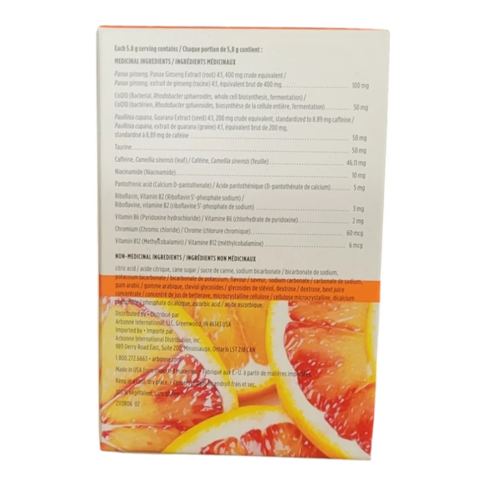 Arbonne Energy Fizz Sticks naranja sangre (30 palos) - Nuevo - Exp. 2/2027 Foto 2 de 4