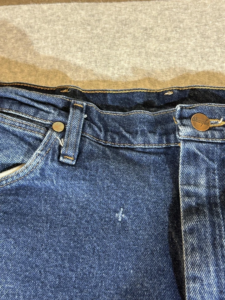 Wrangler Jeans Masculino 34x30 Azul Fino Elástico Reto Corte Cowboy Roupa de Trabalho Ocidental - Imagem 3 de 4