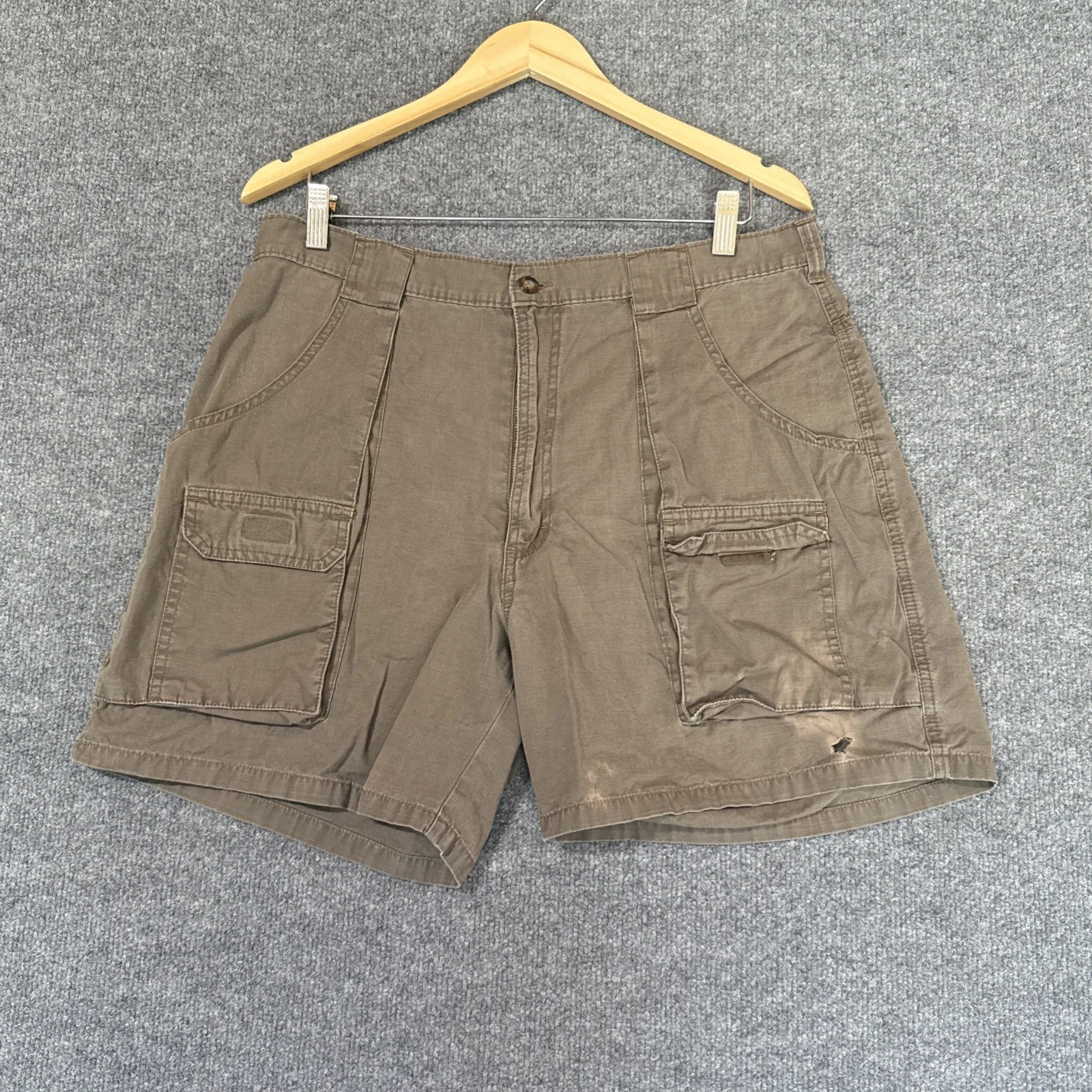 John Rich Woolrich Brown Cargo Shorts Men Khaki Cotton Shorts Size 36
