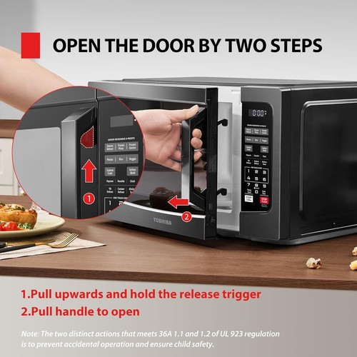 Toshiba Microwave Oven 1.2 Cu Ft 1000W Smart Sensor ECO Mode Black Countertop - 第 3/8 張圖片