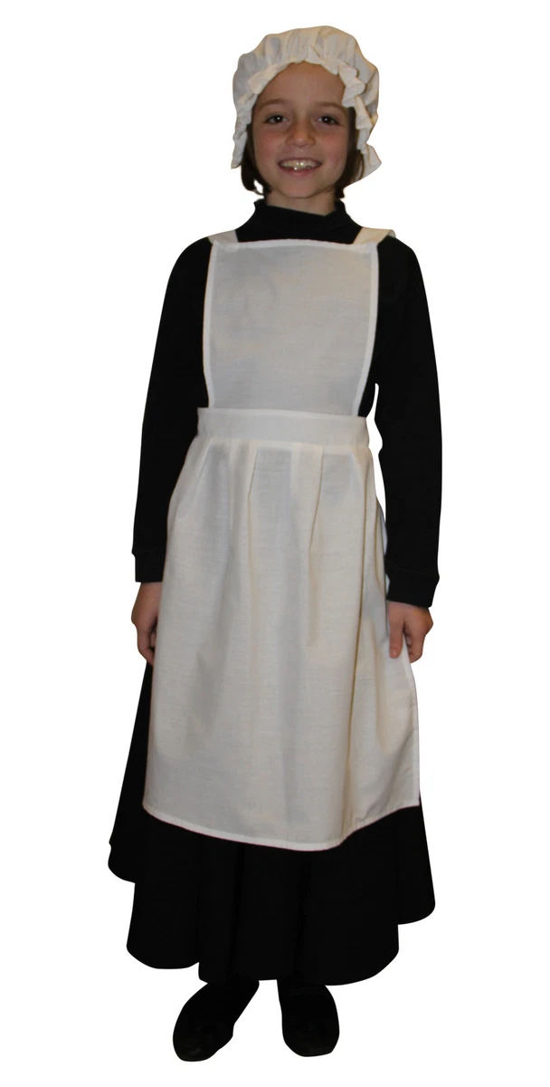 Girls Victorian / Edwardian Maids Pinafore Apron u0026amp; Mop Hat Fancy Dress  Costume | eBay
