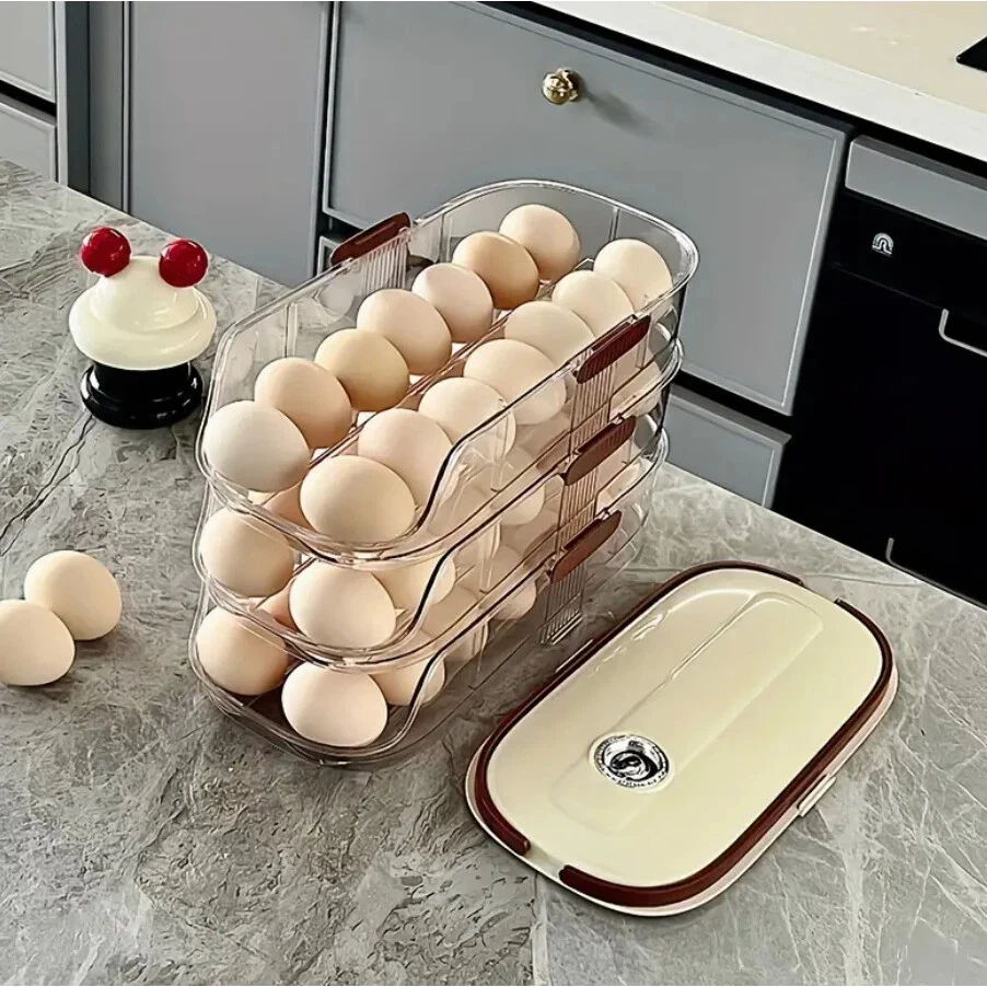 Space-Saving Large Capacity Egg Storage Rack for Refrigerator – 1/2/3 Layer, Dur - Image 2 of 4