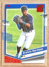 2023 Panini Chronicles Clearly Donruss Red #10 Orelvis Martinez /100 Blue Jays