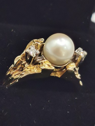 Ring mit Perle und Diamantenin aus 14 Kt. 585 er Gold , Grösse 49 Ringe top(120) - Bild 7 von 9