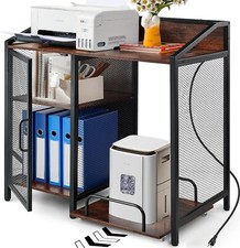 Printer Stand with Drawer Adjustable Shelf with Wheels for Home Office