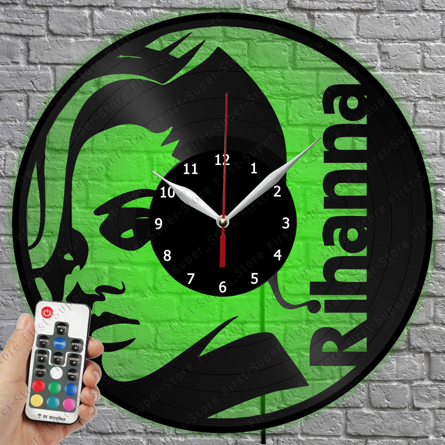 Rihanna Vinyl Record LED Wall Clock with Light 1558