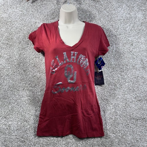 OU Sooners Ladies T-Shirt Medium Burgundy with Glitter Official NCAA Apparel NWT