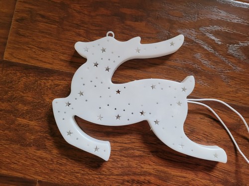 Vintage Christmas Window Silhouettes Light Up Santa Sleigh & 3 Reindeer W/BOX - Picture 10 of 12