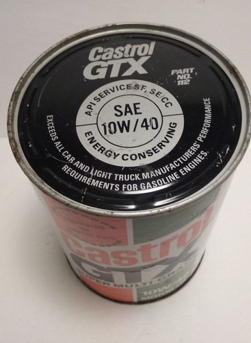 Vintage Castrol GTX 10W/40 Super Multi Grade Motor Oil 1 Quart Can Sealed - Picture 4 of 5