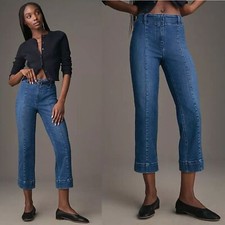Pilcro Womens Slim 70s High Rise Crop Flare Jeans 26 Petite Dark Wash Retro
