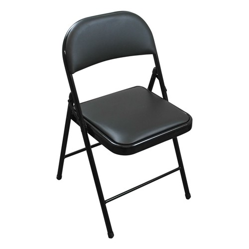 Folding Faux Leather Chairs - Padded Event Seats Conference Hall Guest Seating - Picture 34 of 79