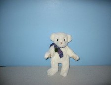 1991 Gund Collector's Classic 9" Jointed White Teddy Bear Plush w/ Purple Scarf