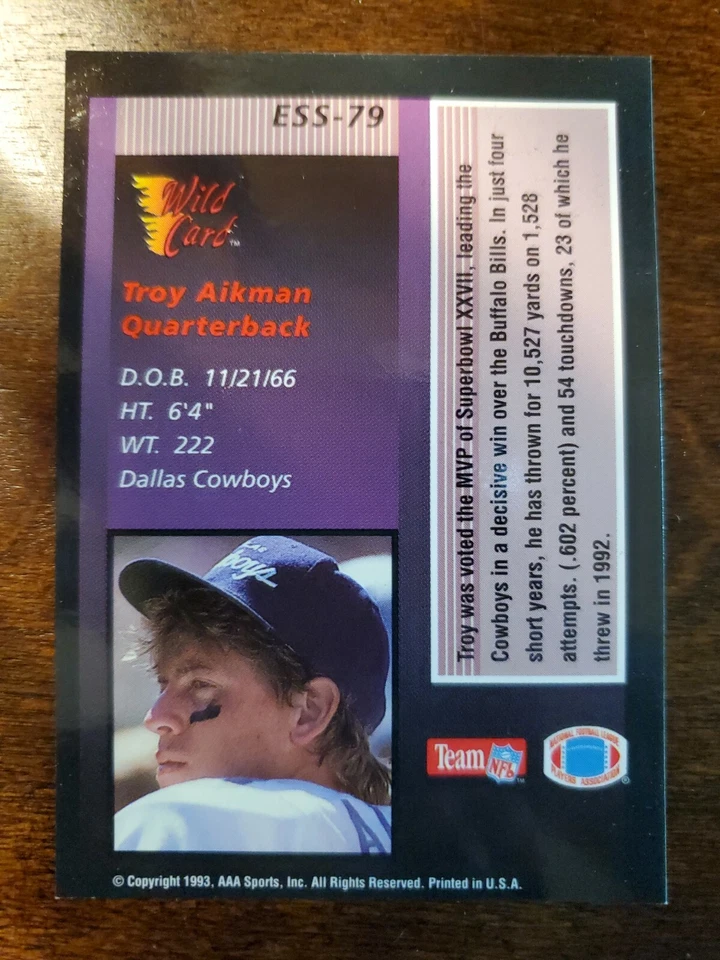 1993 Wild Card Трой Айкман STAT SMASHER карта #CSS-79 - Изображение 2 из 2