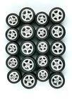 10 sets 5 SPOKE 10 + 12 mm Chrome long axle fit 1:64  Rubber Tires