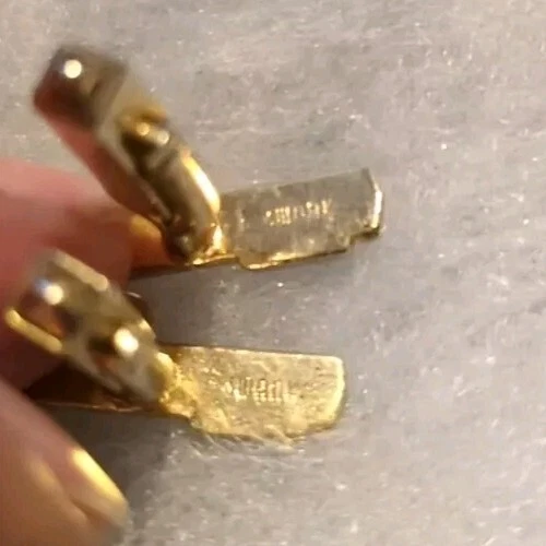 Swank 复古高尔夫袖扣带珍珠母高尔夫俱乐部包金色签名 — 第 4/4 张图片