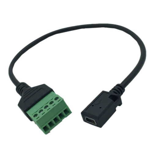 Mini USB gniazdo na 5-pinowe złącze śrubowe z zaciskiem osłonowym adapter kabel - Zdjęcie 1 z 12