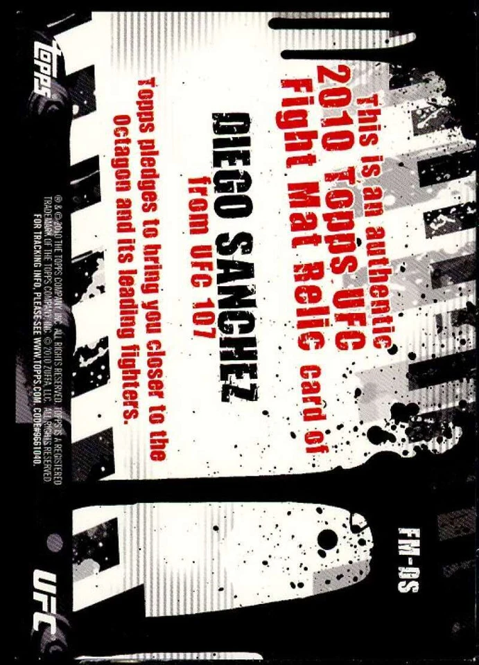 Diego Sanchez/UFC 107 Card 2010 Topps UFC Fight Mat Relics #FMDS  - Image 2 of 2