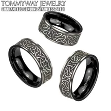 Stainless Steel Men's Celtic Trinity Knot Love & Infinity Wedding Band Ring