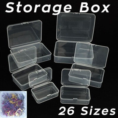 Mini Storage Box Rectangular Plastic Transparent Holder With Lid Container Case