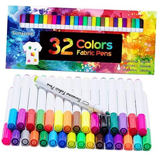 Fabric Markers Pen, 32 Colors Permanent Fabric Paint Pens for T Multicolor-image